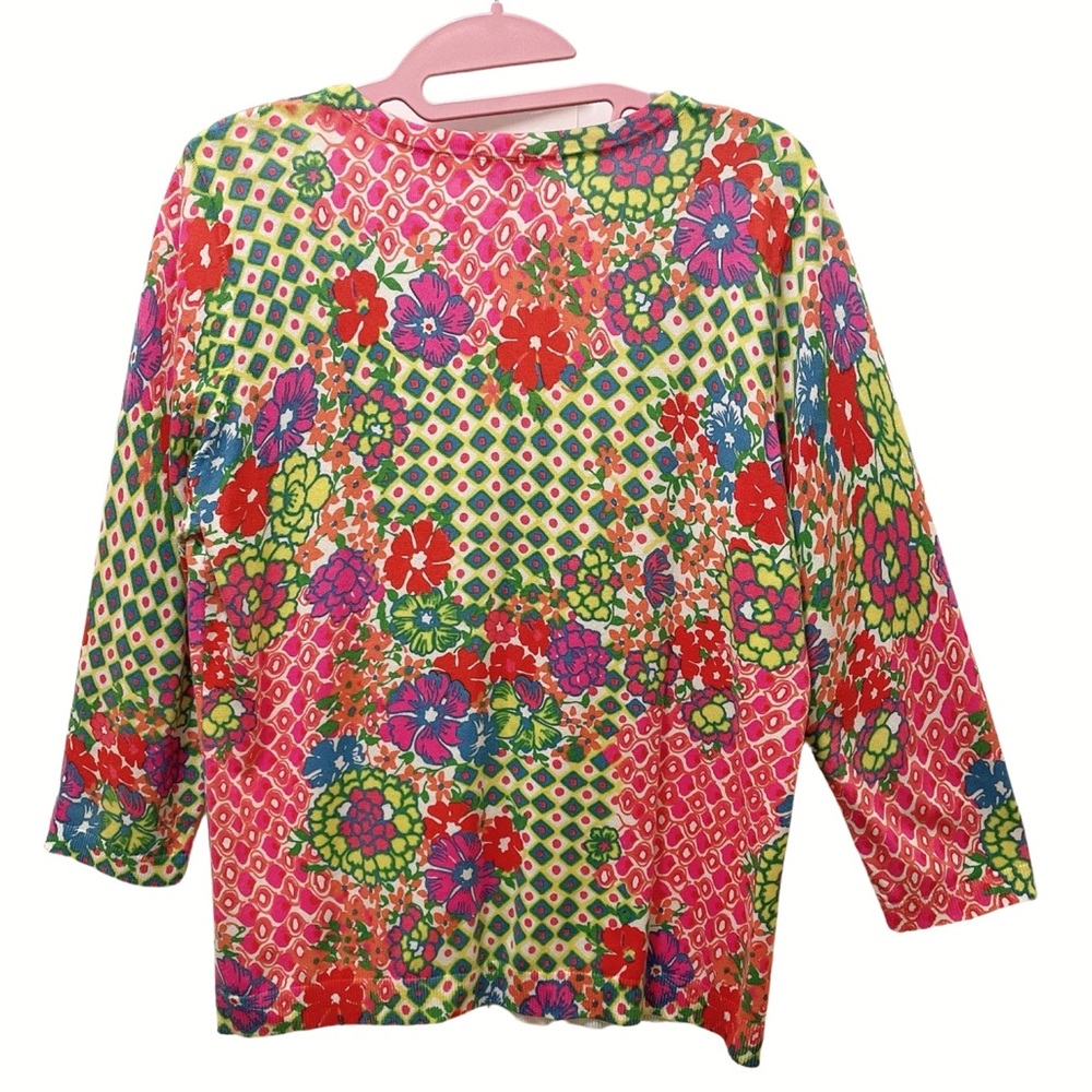 Talbots Multi-Color Floral Button Front Cardigan - image 3